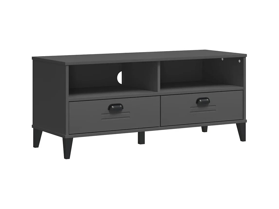 Meuble TV VIKEN gris anthracite bois de pin solide