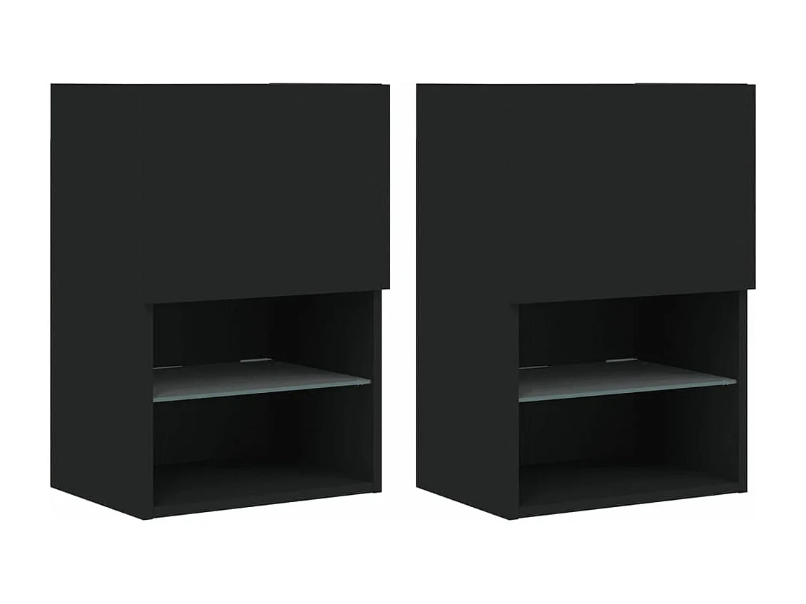 Muebles de TV con luces LED 2 unidades negro 40,5x30x60 cm