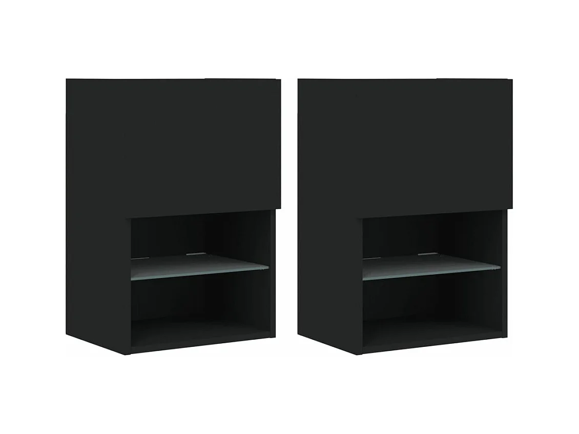 Meubles TV avec lumières LED 2 pièces noir 40,5x30x60 cm