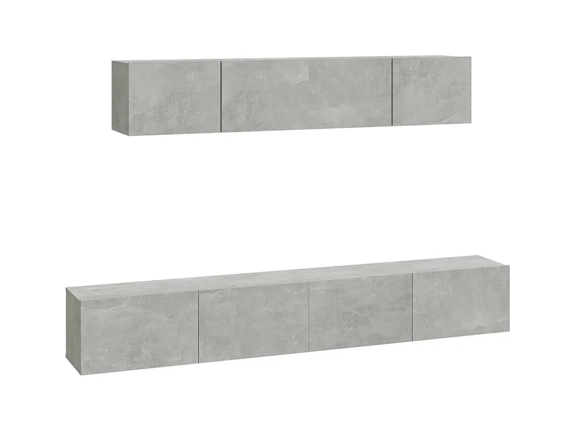 Ensemble de meubles TV 4 pièces Gris béton Bois d'ingénierie
