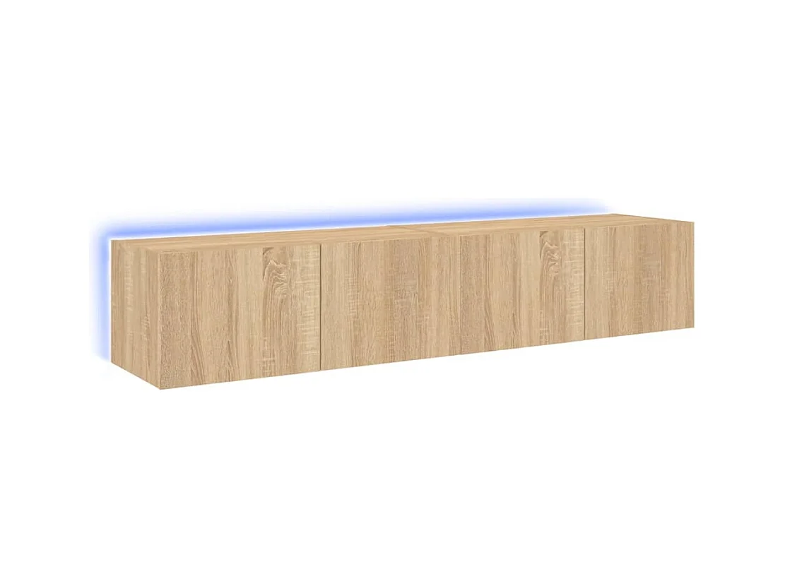 Móveis de parede para TV com luzes LED 2 peças carvalho sonoma