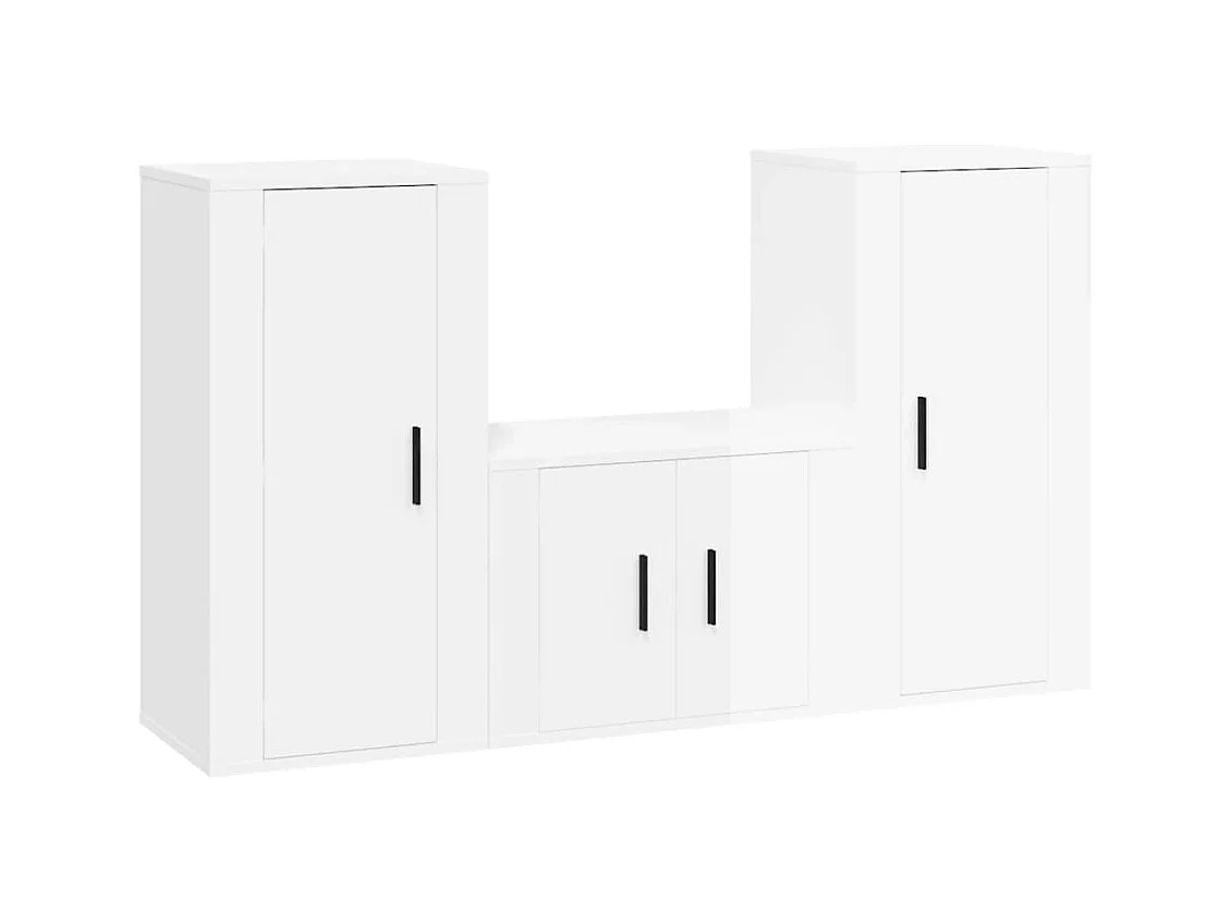 Ensemble de meubles TV 3 pièces Blanc brillant Bois d'ingénierie