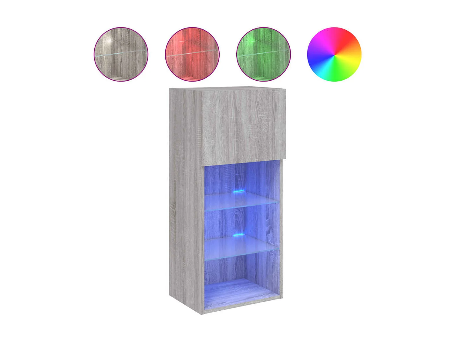 Meubles TV avec lumières LED 2 pièces sonoma gris 40,5x30x90 cm