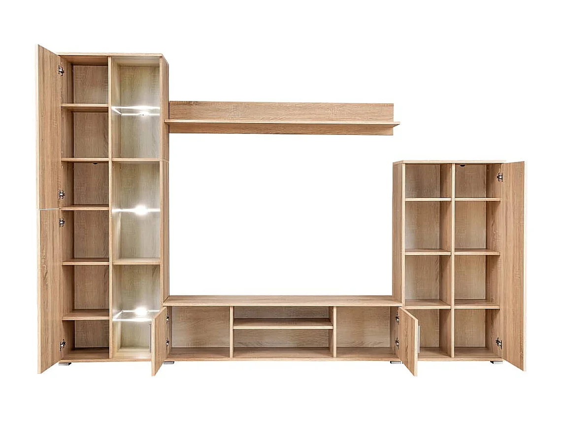 Unidade de parede para TV com luzes LED carvalho sonoma