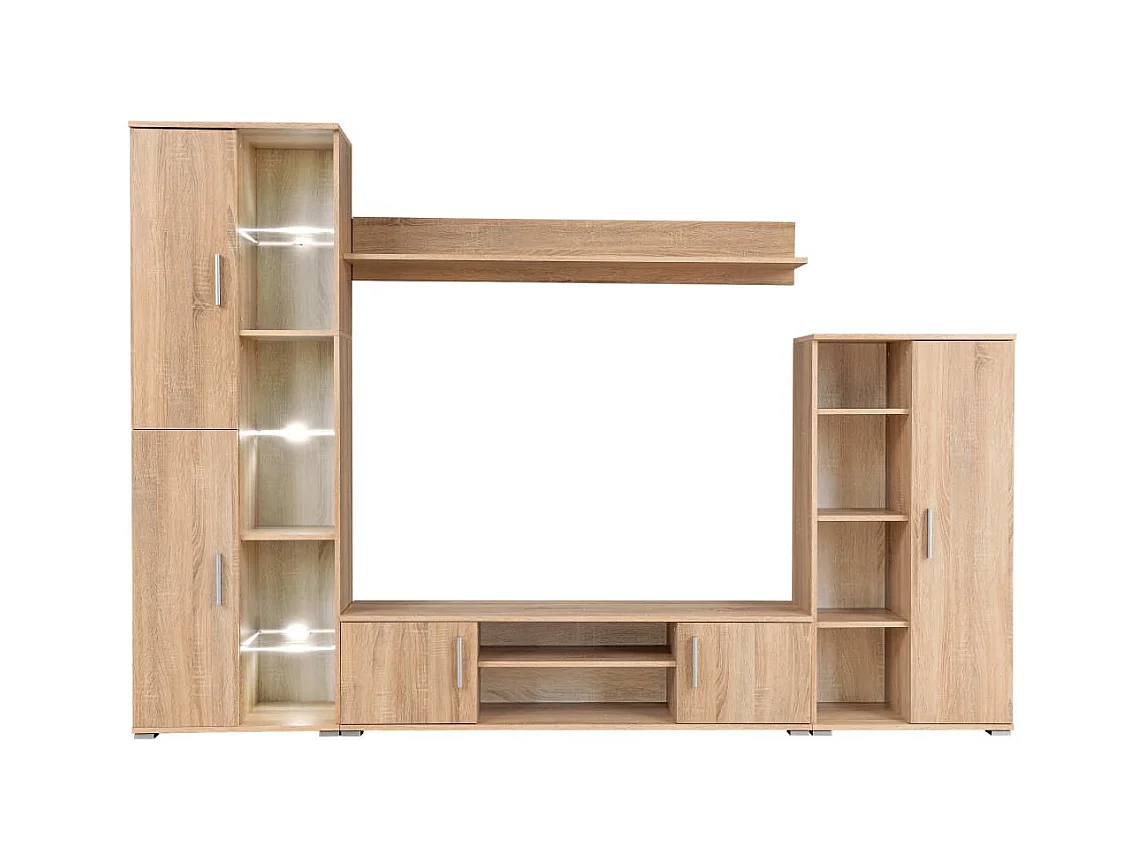 Unité murale TV avec lumières LED Chêne sonoma