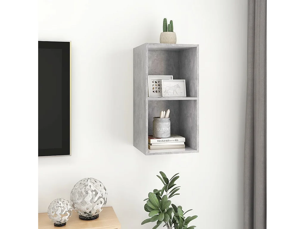 Meuble TV mural Gris béton 37x37x72 cm Aggloméré