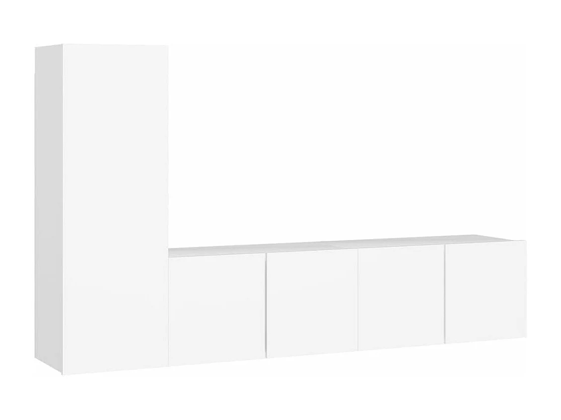 3 peças conjunto de móveis de TV contraplacado branco