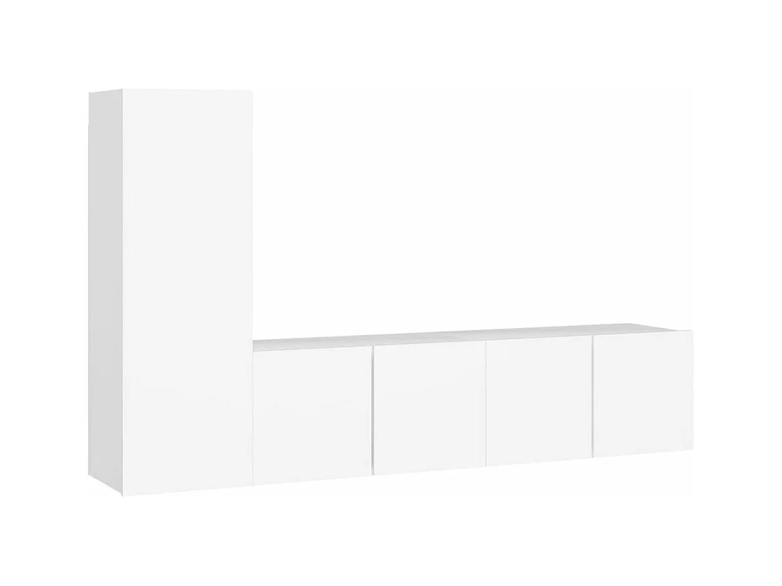 3-delige Tv-meubelset bewerkt hout wit