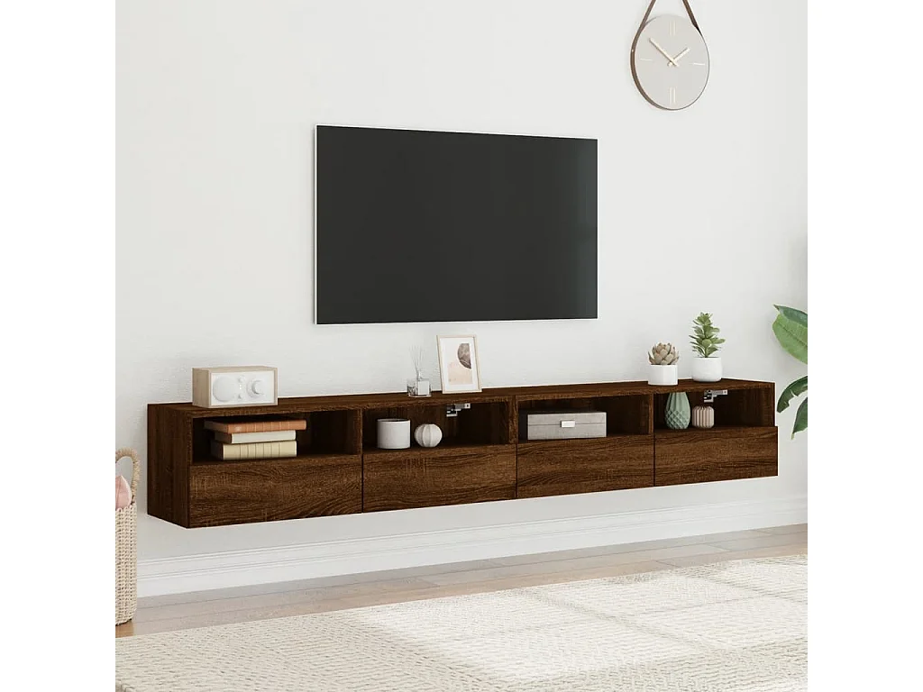 Meubles TV muraux 2pièces chêne marron 100x30x30cm bois ingénierie