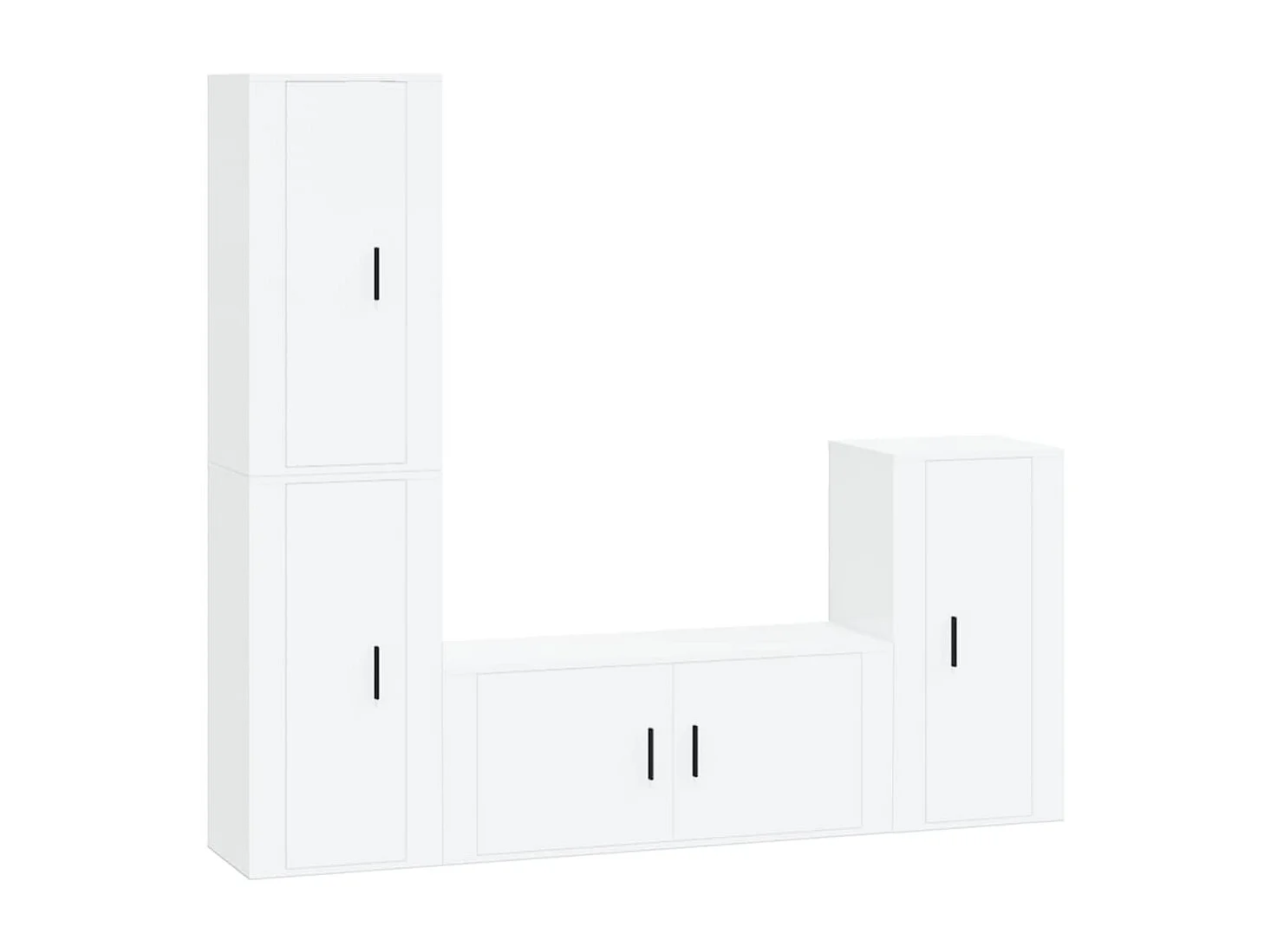 Ensemble de meubles TV 4 pièces Blanc brillant Bois d'ingénierie