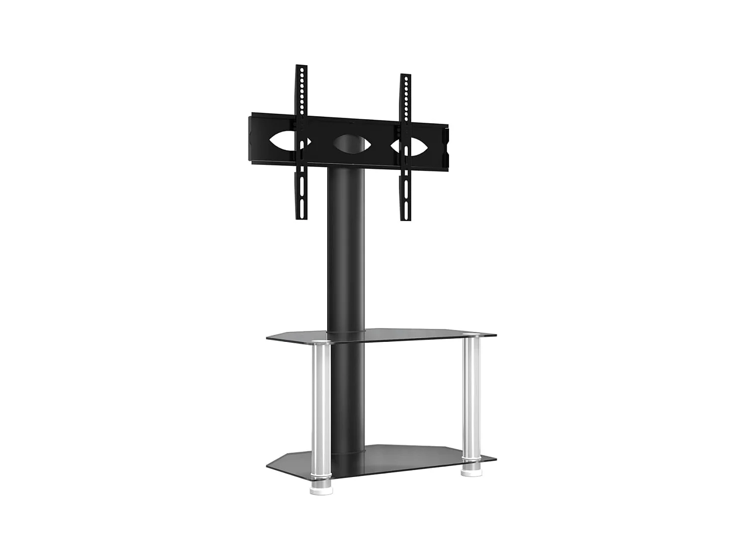 Tv-standaard hoek 2-laags voor 32-70 inch zwart en zilverkleur