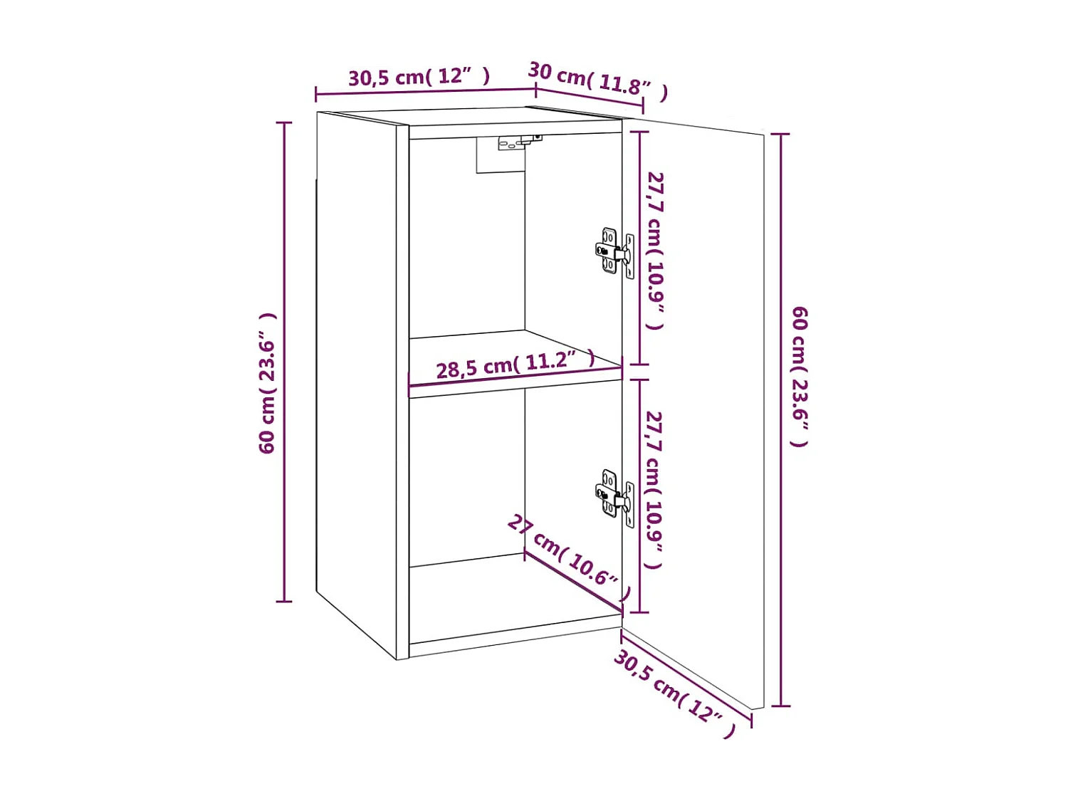 Meuble TV Chêne marron 30,5x30x60 cm Bois d'ingénierie