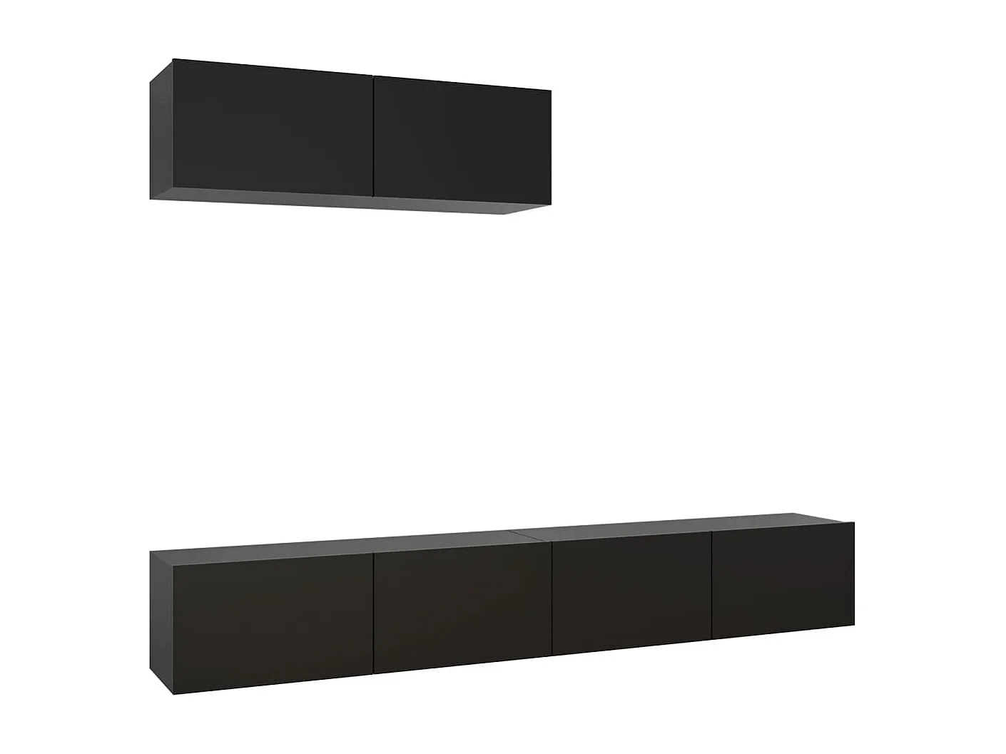 Set de muebles de salón TV 3 piezas madera de ingeniería negro