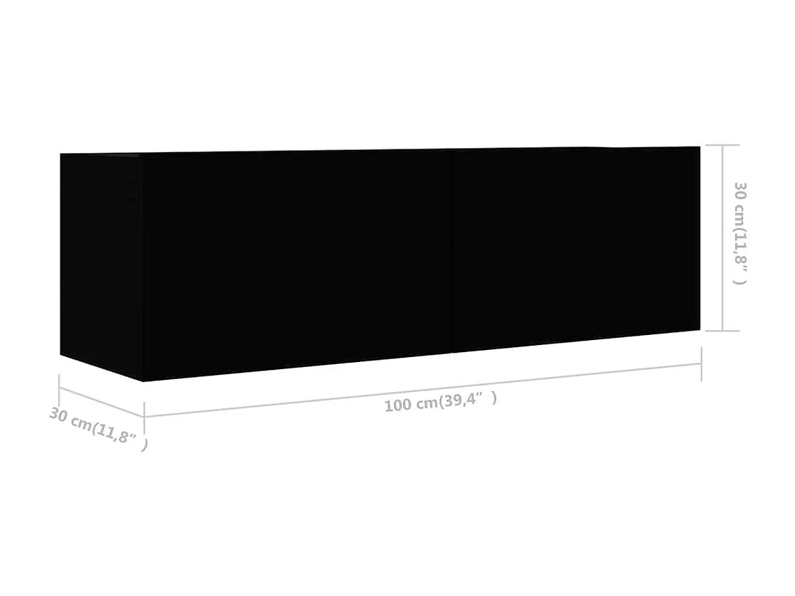 Set de muebles de salón TV 3 piezas madera de ingeniería negro