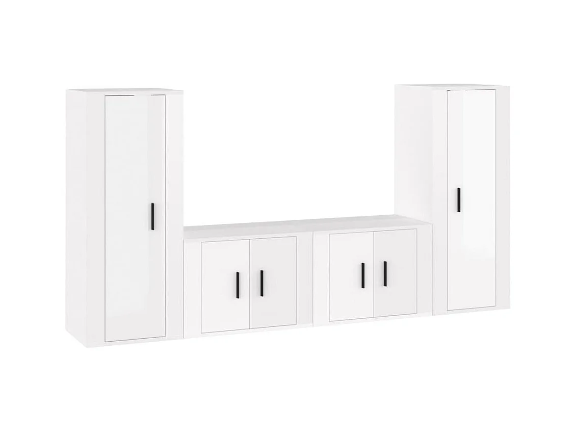Ensemble de meubles TV 4 pièces Blanc brillant Bois d'ingénierie