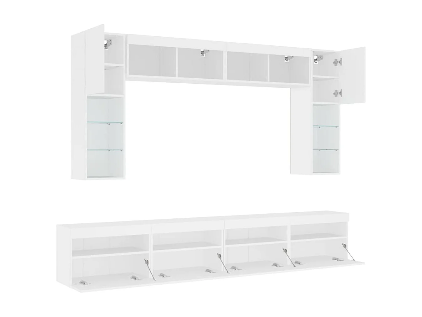 Mueble de pared de TV con luces LED 8 piezas blanco