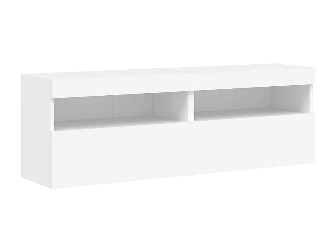 Mueble de pared de TV con luces LED 8 piezas blanco