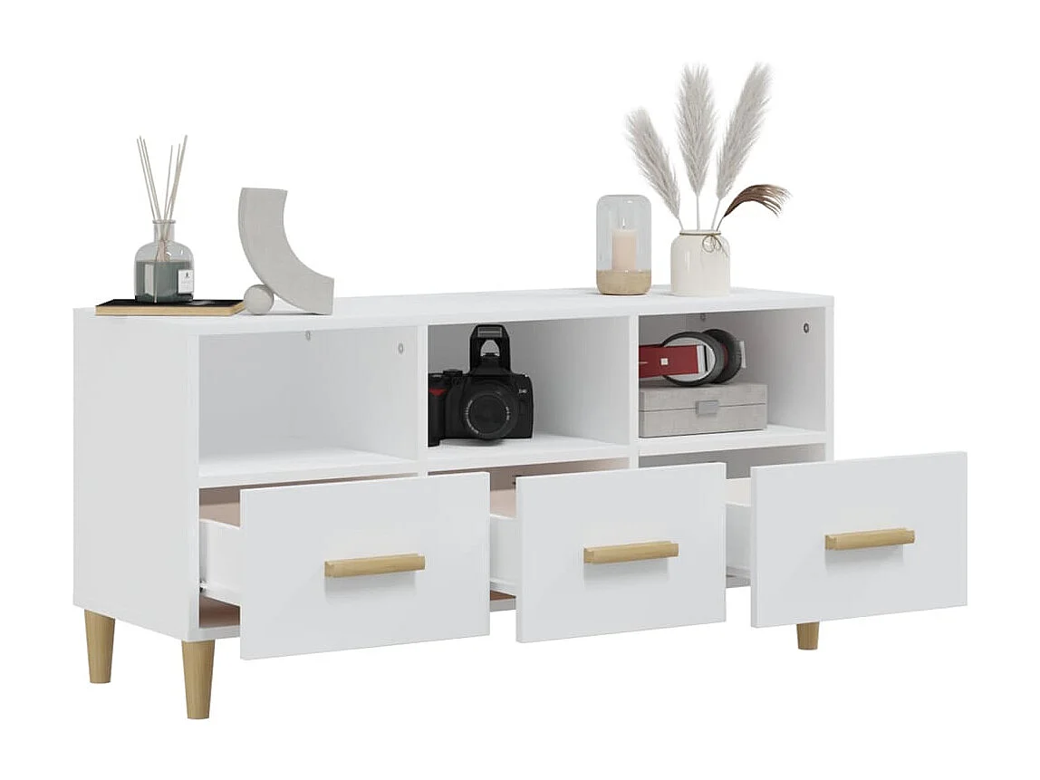 Tv-meubel 102x36x50 cm bewerkt hout wit