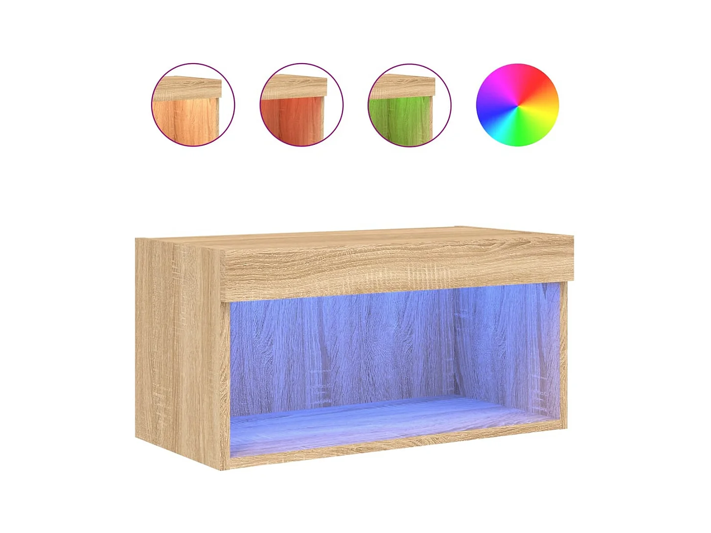 Móvel de TV com luzes LED 60x30x30 cm carvalho sonoma