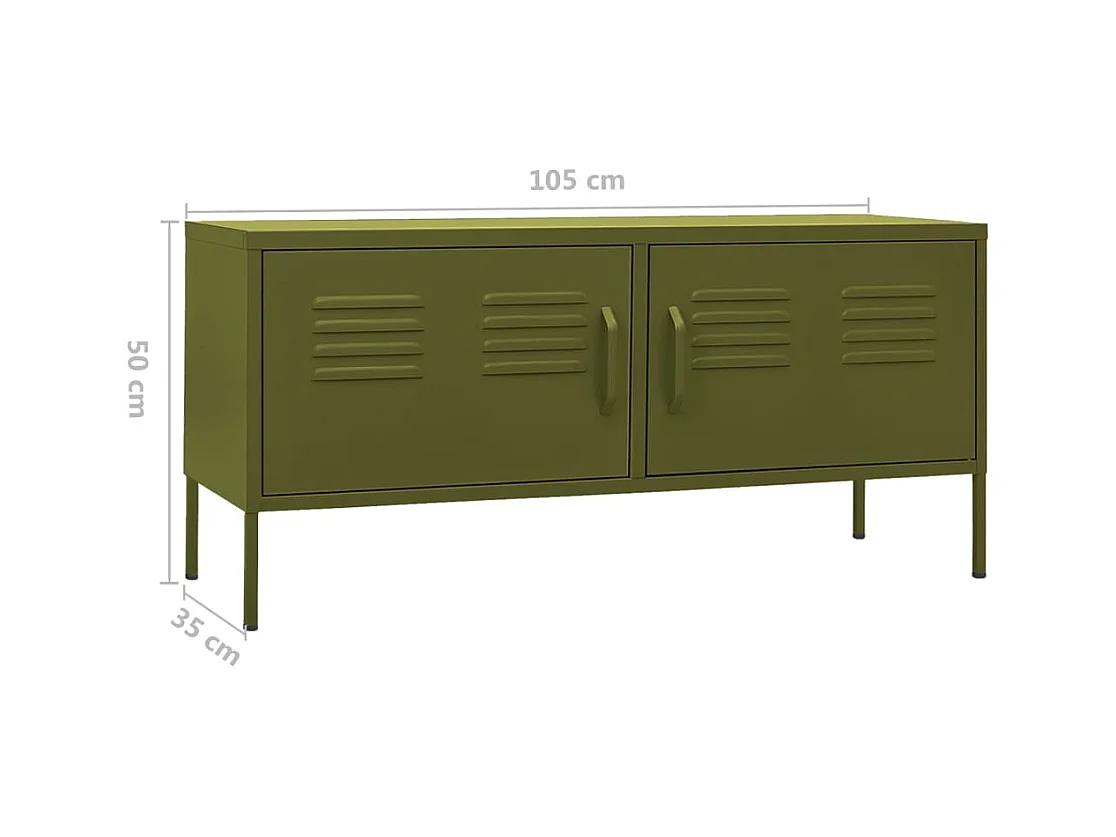 Meuble TV Vert olive 105x35x50 cm Acier