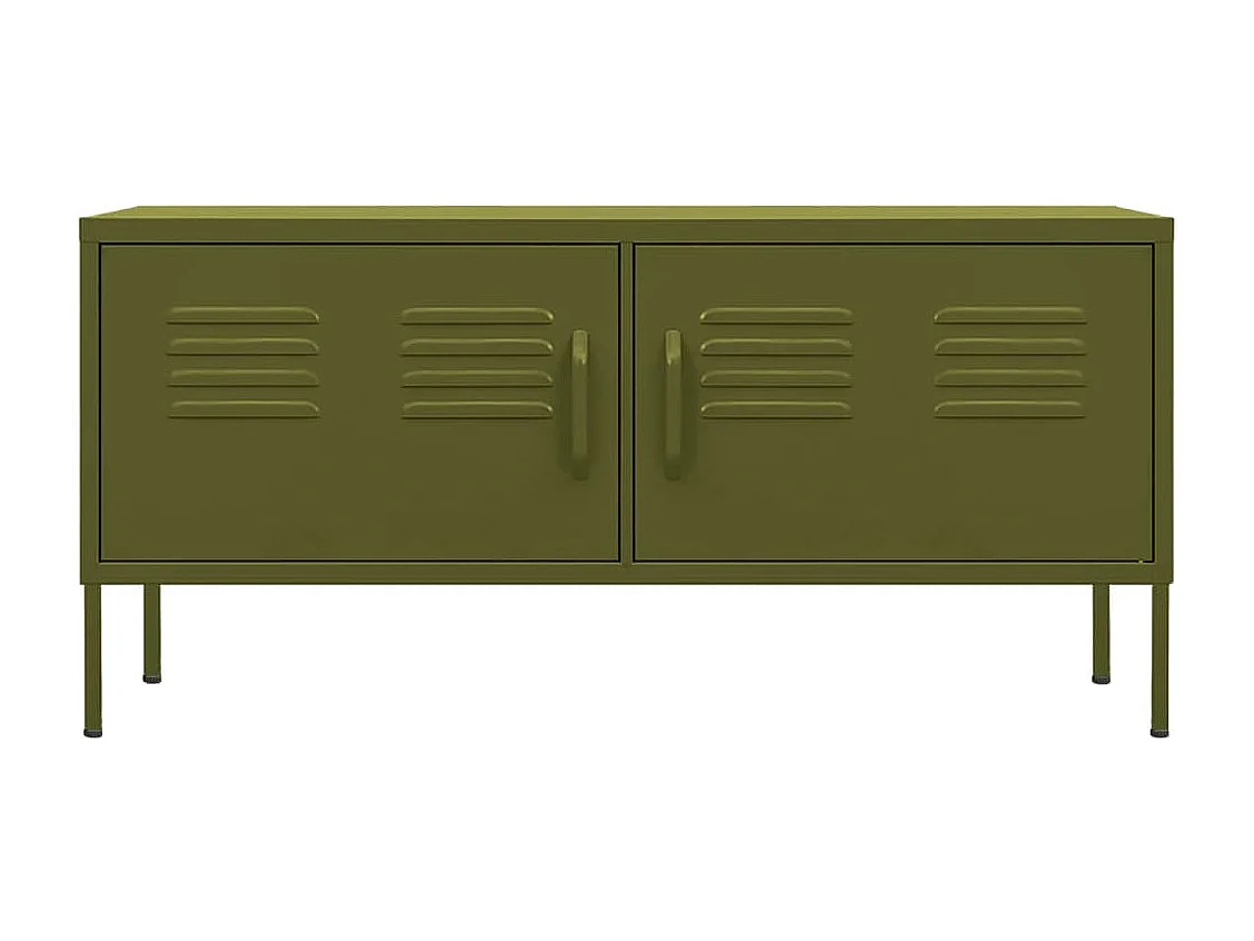 Meuble TV Vert olive 105x35x50 cm Acier