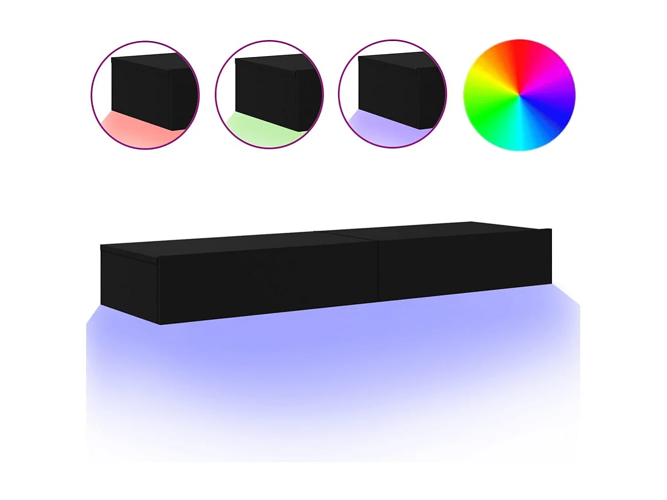 Meubles TV avec éclairage LED 2 pièces noir 60x35x15,5 cm