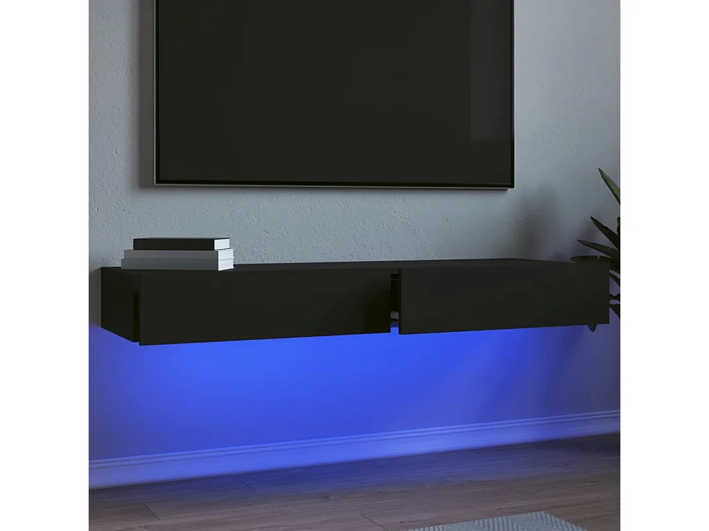 Meubles TV avec éclairage LED 2 pièces noir 60x35x15,5 cm