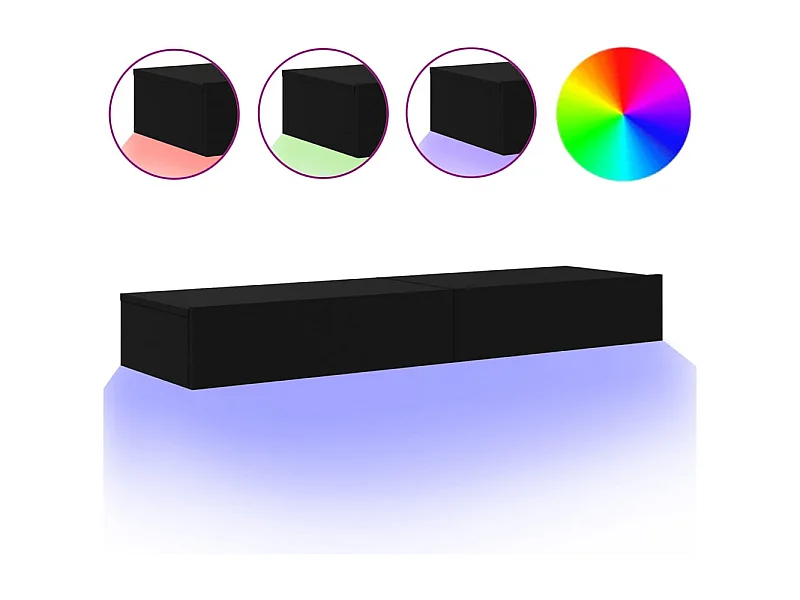 Meubles TV avec éclairage LED 2 pièces noir 60x35x15,5 cm