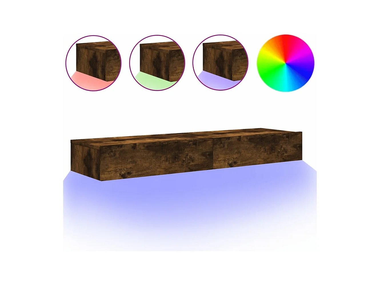 Meubles TV avec lumières LED 2 pièces chêne fumé 60x35x15,5 cm