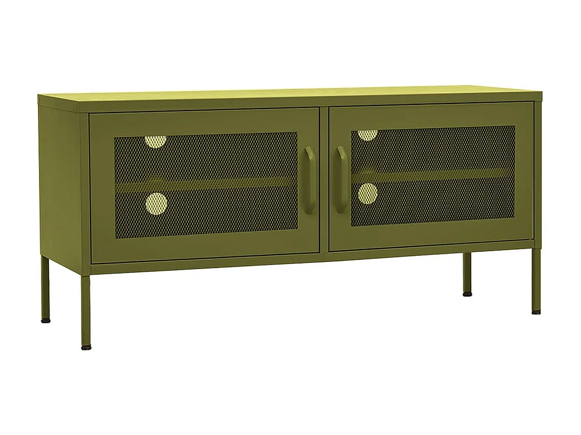 Mueble de TV verde oliva 105x35x50 cm acero