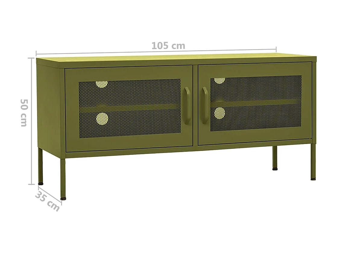 Mueble de TV verde oliva 105x35x50 cm acero