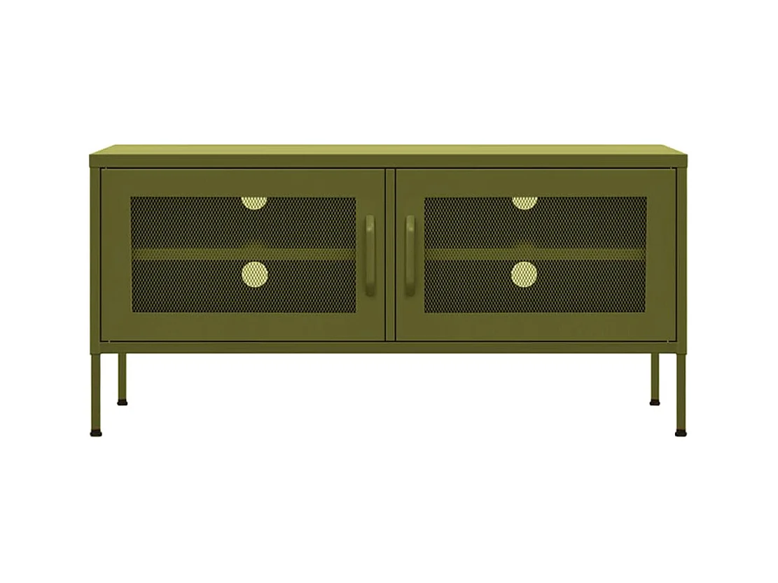 Meuble TV Vert olive 105x35x50 cm Acier
