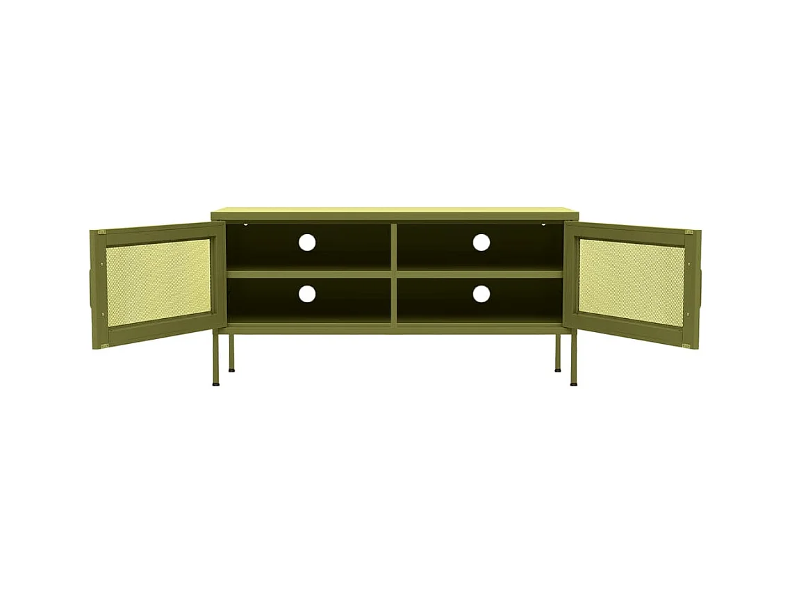 Meuble TV Vert olive 105x35x50 cm Acier