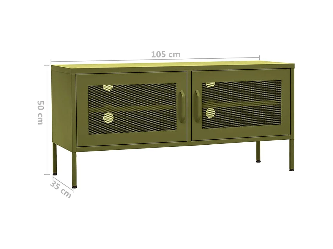 Meuble TV Vert olive 105x35x50 cm Acier