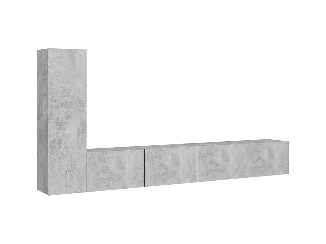 Ensemble de meuble TV 3 pièces Gris béton Aggloméré