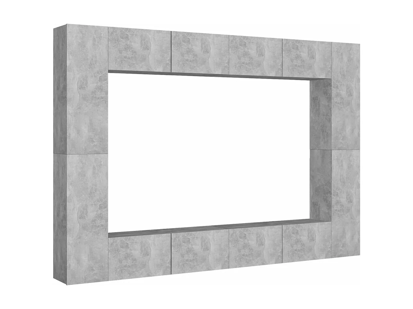 8 peças conjunto de móveis de TV contraplacado cinzento cimento