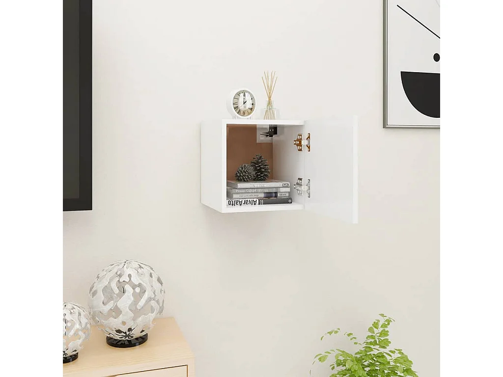 Mueble para TV de pared blanco 30,5x30x30 cm
