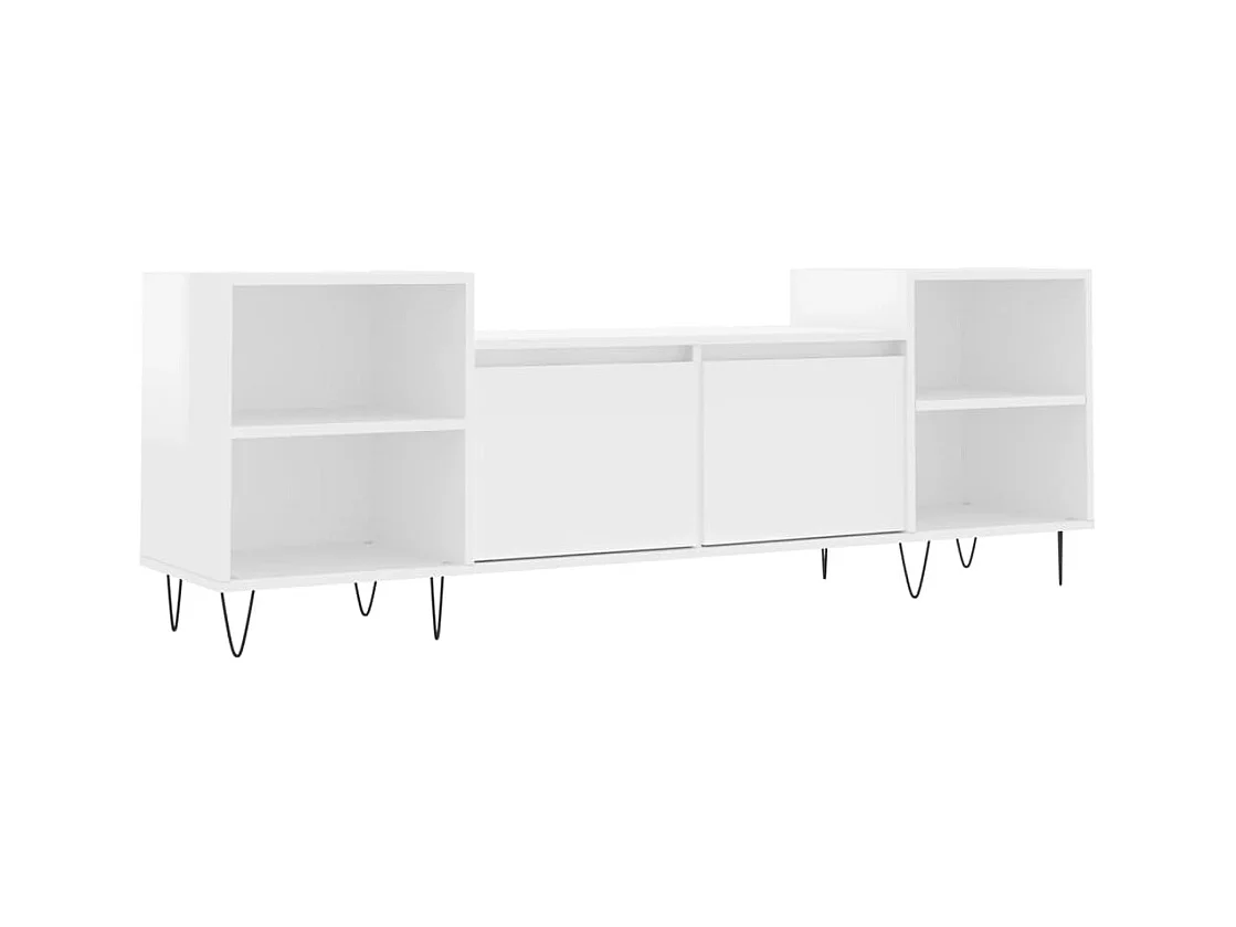 Meuble TV Blanc brillant 160x35x55 cm Bois d'ingénierie
