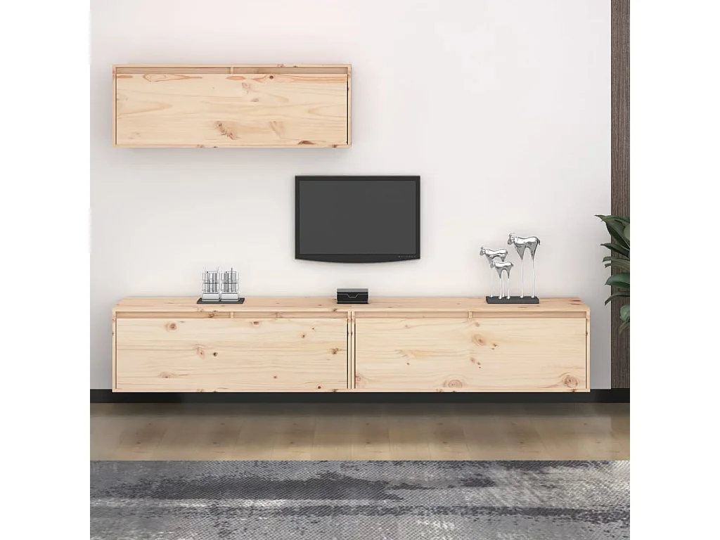 Meubles TV 3 pièces Bois massif de pin