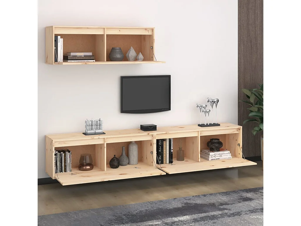 Meubles TV 3 pièces Bois massif de pin