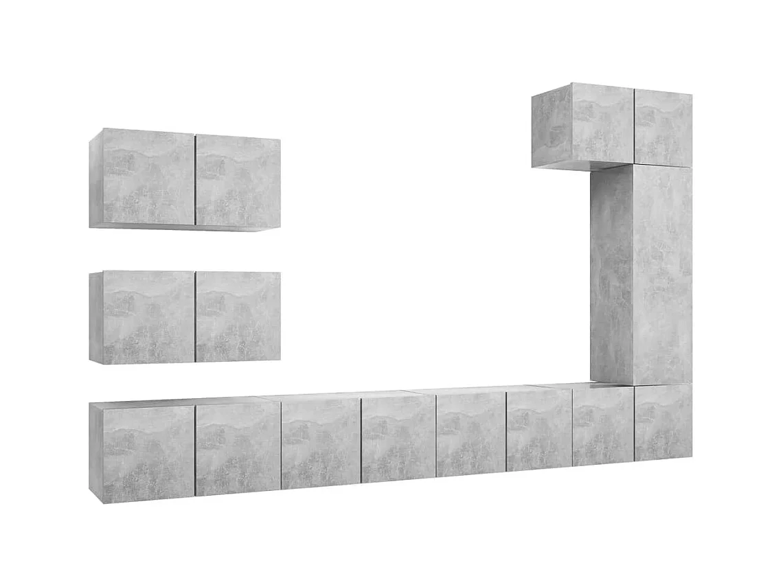 Ensemble de meuble TV 8 pièces Gris béton Aggloméré