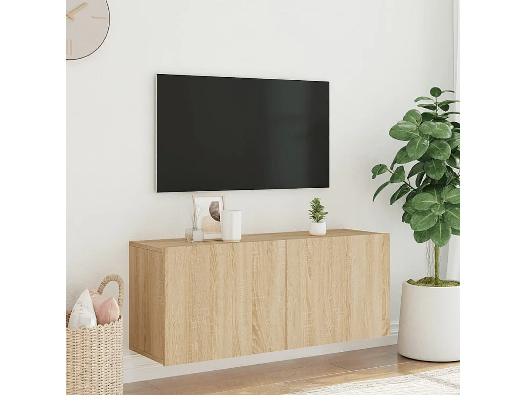 Meuble TV mural chêne sonoma 100x30x41 cm