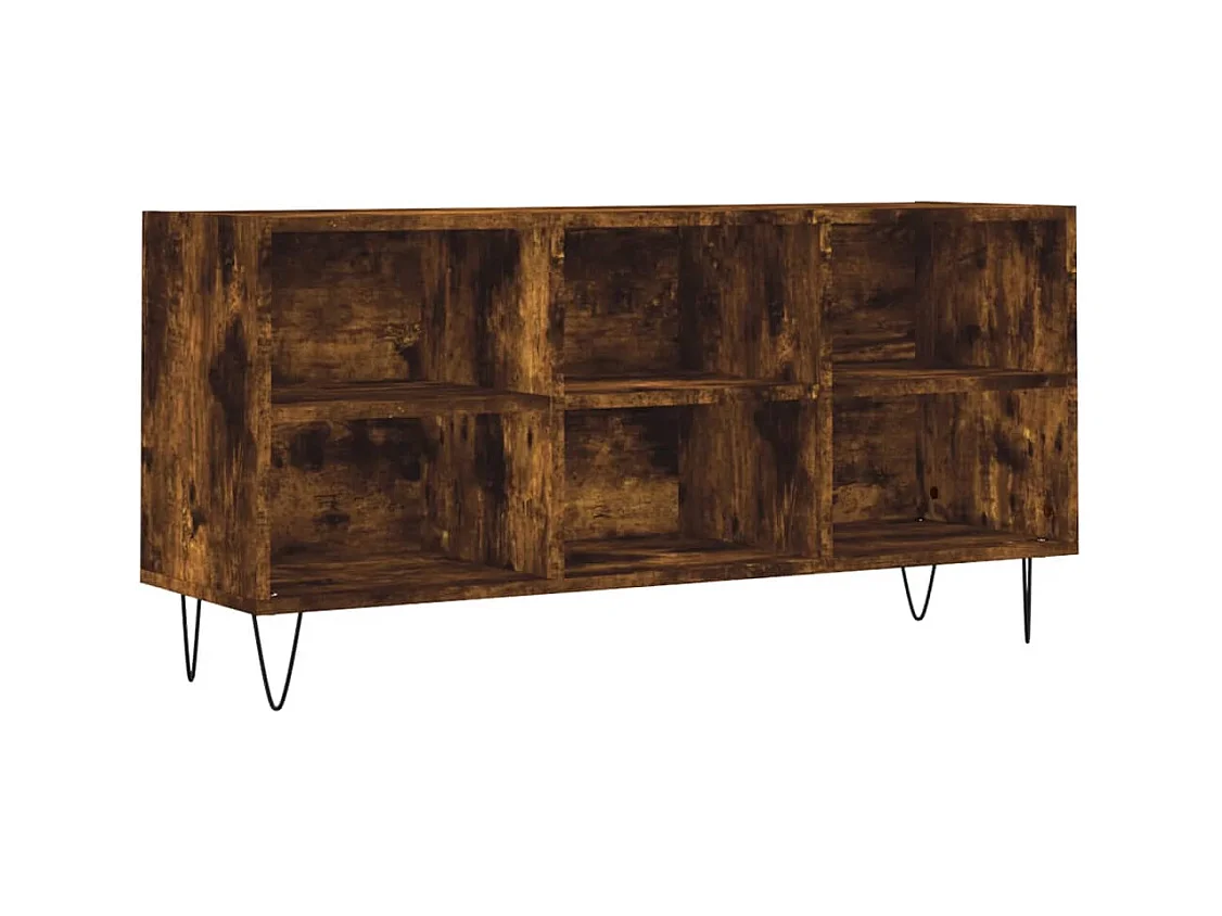 Meuble TV chêne fumé 103,5x30x50 cm bois d'ingénierie
