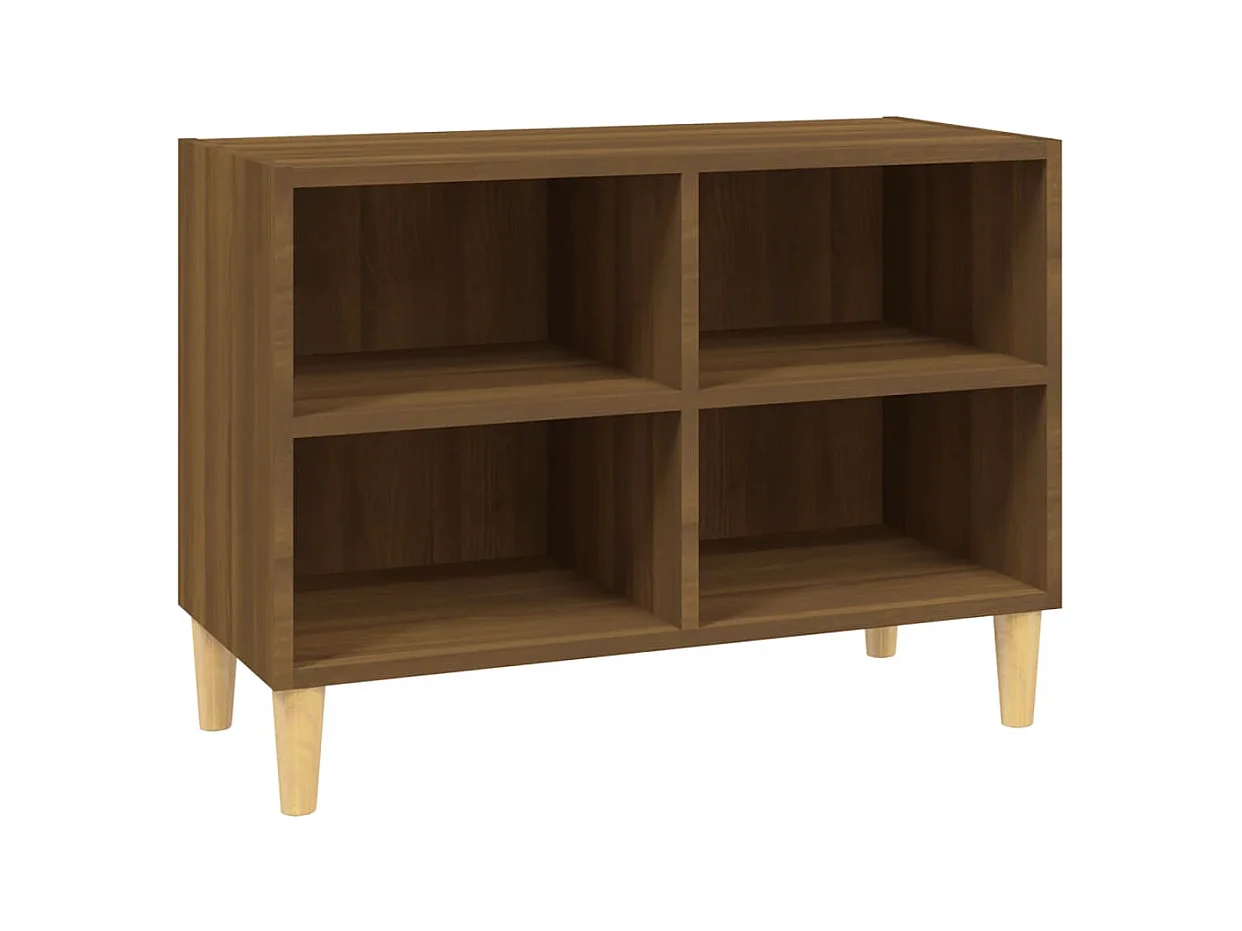 Meuble TV avec pieds en bois massif Chêne marron 69,5x30x50 cm