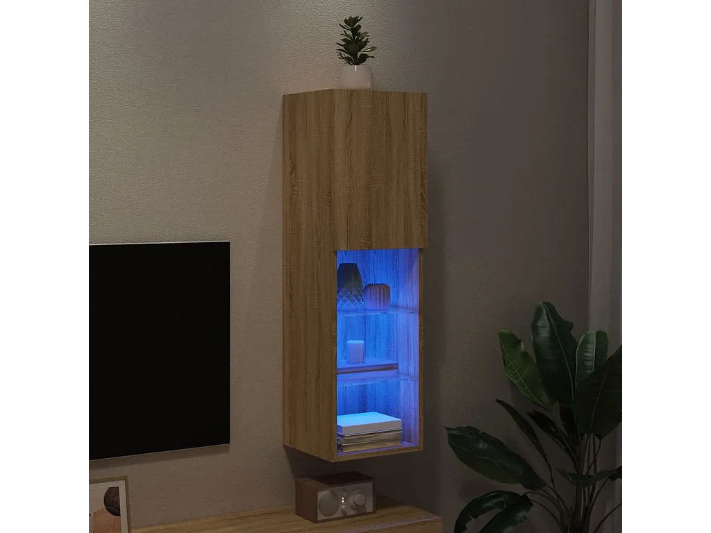 Tv-meubel met LED-verlichting 30,5x30x102 cm sonoma eikenkleur