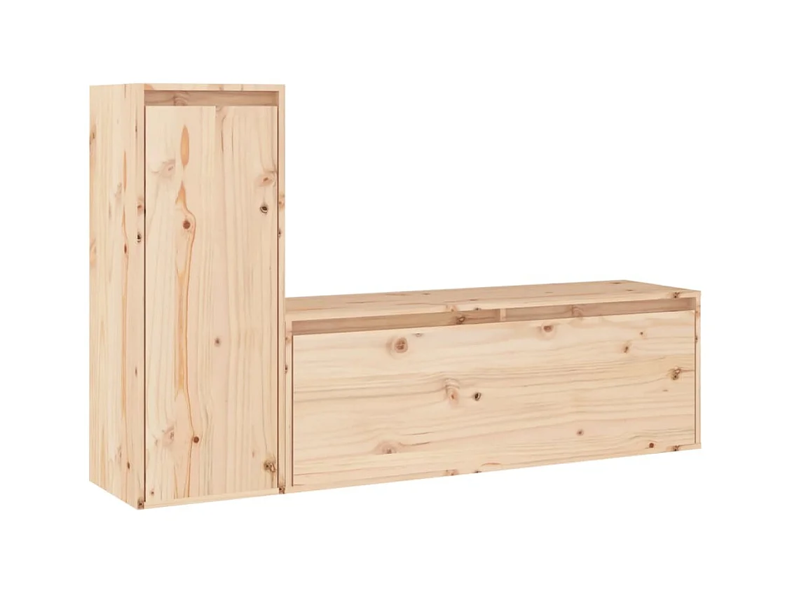 Meubles TV 2 pièces Bois massif de pin