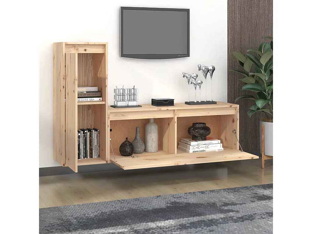 Meubles TV 2 pièces Bois massif de pin