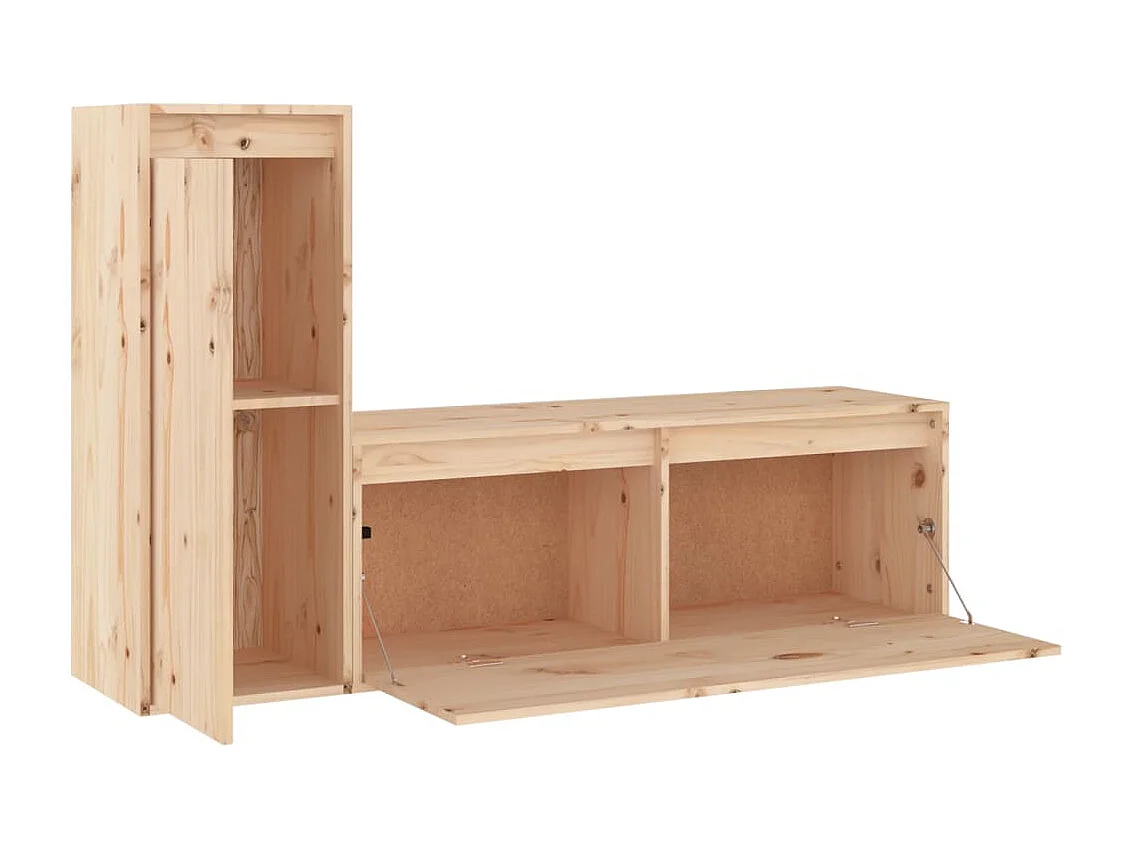 Meubles TV 2 pièces Bois massif de pin