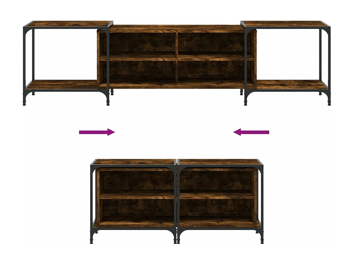 Mueble de TV madera de ingeniería roble ahumado 203x37x50 cm