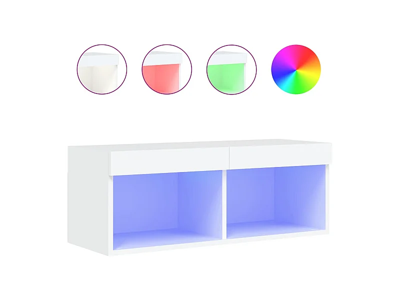 Móvel de TV com luzes LED 80x30x30 cm branco
